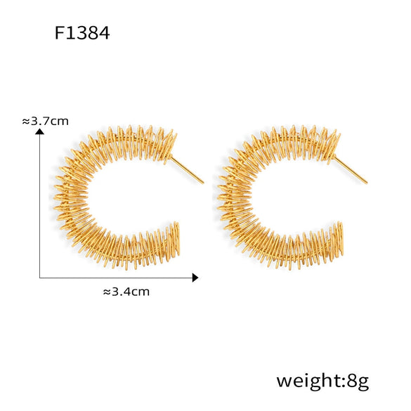 Wholesale 316L Stainless Steel Geometric Cshaped Electroplated Winding Line Earrings For Women