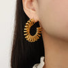 Wholesale 316L Stainless Steel Geometric Cshaped Electroplated Winding Line Earrings For Women