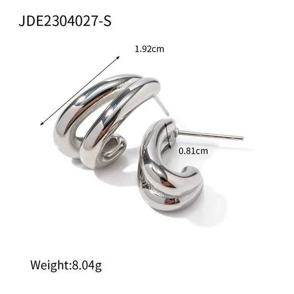 Wholesale Titanium Steel Geometric Cshaped Electroplated Women's Earrings