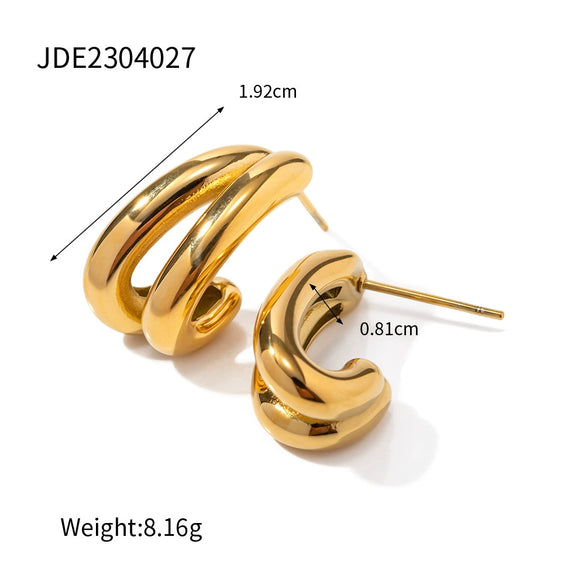 Wholesale Titanium Steel Geometric Cshaped Electroplated Women's Earrings