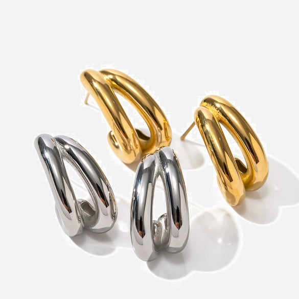 Wholesale Titanium Steel Geometric Cshaped Electroplated Women's Earrings