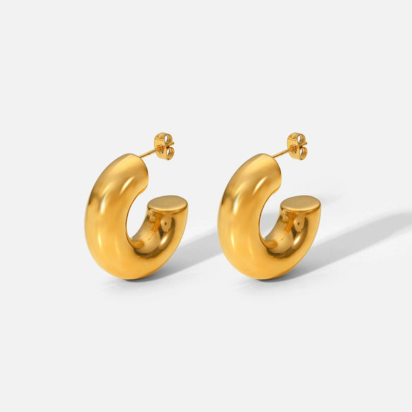 Wholesale Titanium Steel Geometric Cshaped Electroplated Women's Earrings