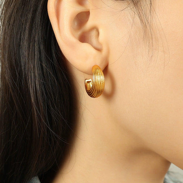 Wholesale 316L Stainless Steel Geometric Cshaped Fashion Earrings For Women With Electroplating Treatment