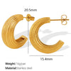 Wholesale 316L Stainless Steel Geometric Cshaped Fashion Earrings For Women With Electroplating Treatment