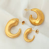 Wholesale 316L Stainless Steel Geometric Cshaped Hollow Earrings For Women Retro Style Electroplated