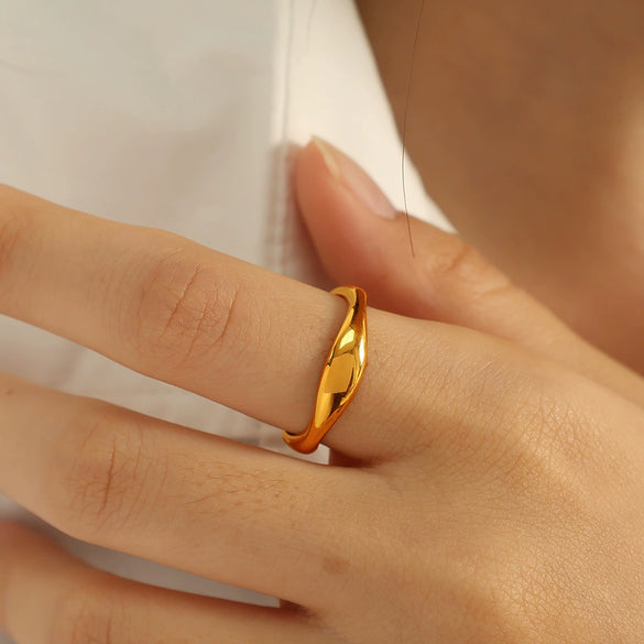 Wholesale 316L Stainless Steel Geometric Cshaped Opening Fashion Ring For Women With Electroplating