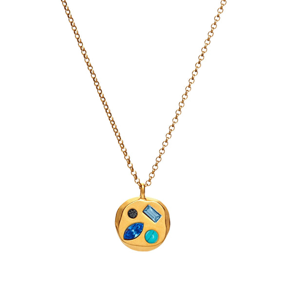 Wholesale Titanium Steel Geometric December Birthstone Zircon Necklace For Women With Electroplating Treatment And Water Wave Chain
