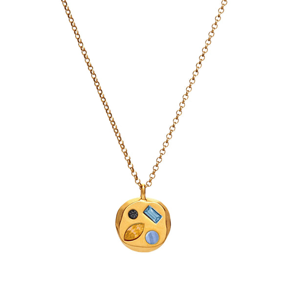 Wholesale Titanium Steel Geometric December Birthstone Zircon Necklace For Women With Electroplating Treatment And Water Wave Chain