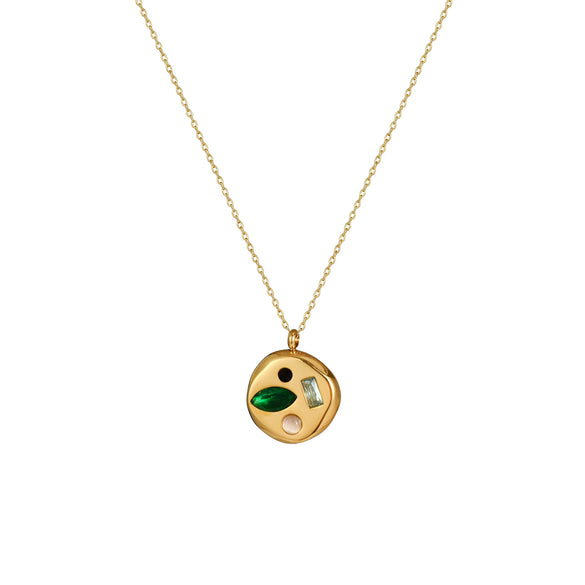 Wholesale Titanium Steel Geometric December Birthstone Zircon Necklace For Women With Electroplating Treatment And Water Wave Chain