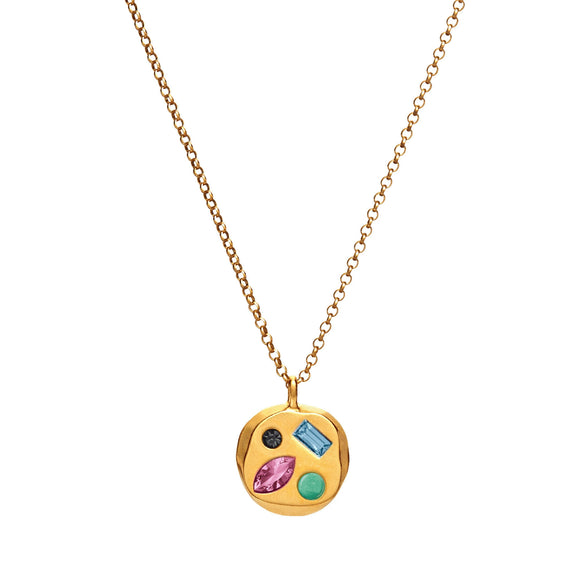 Wholesale Titanium Steel Geometric December Birthstone Zircon Necklace For Women With Electroplating Treatment And Water Wave Chain