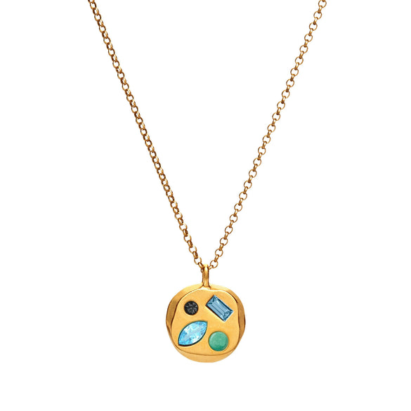 Wholesale Titanium Steel Geometric December Birthstone Zircon Necklace For Women With Electroplating Treatment And Water Wave Chain