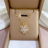 Wholesale Titanium Steel Geometric Diamond Design Flower Necklace For Women And Unisex