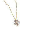 Wholesale Titanium Steel Geometric Diamond Design Flower Necklace For Women And Unisex