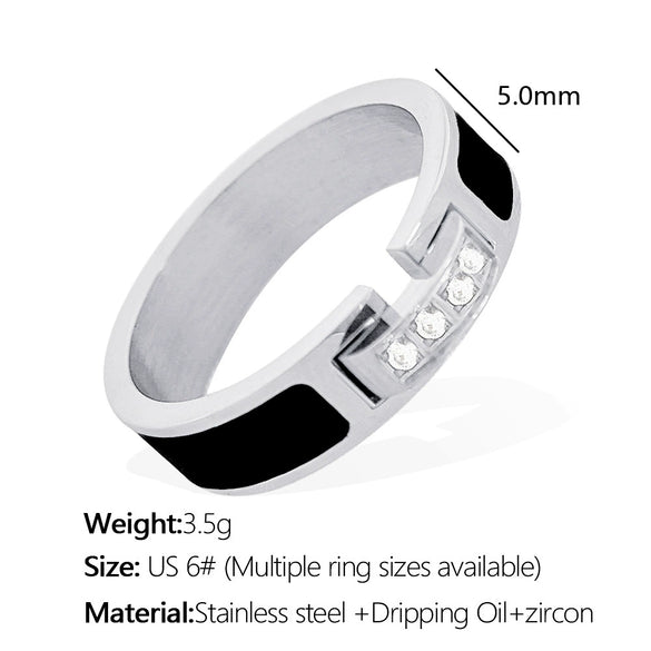 Wholesale 316L Stainless Steel Geometric Diamond Ring And Bracelet Simple Style