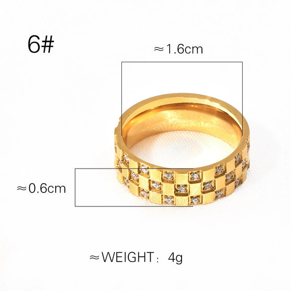 Wholesale Titanium Steel Geometric Diamondencrusted Square Ring Jewelry
