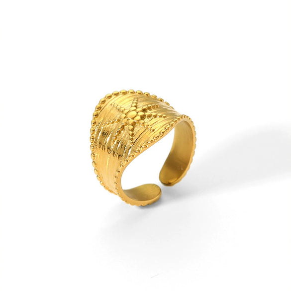 Wholesale Titanium Steel Geometric Double Layer Ring With 18K Gold Electroplated And Casting Finish Unisex