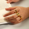 Wholesale Titanium Steel Geometric Double Layer Ring With 18K Gold Electroplated And Casting Finish Unisex
