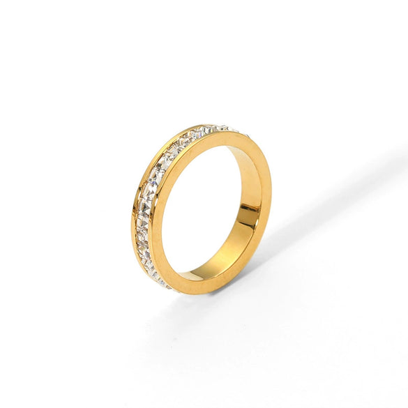 Wholesale Titanium Steel Geometric Double Layer Ring With 18K Gold Electroplated And Casting Finish Unisex