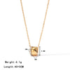 Wholesale Titanium Steel Geometric Double Ring Necklace With O Word Chain Electroplated Jewelry For Women