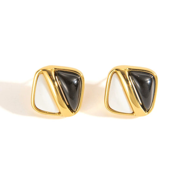 Wholesale Titanium Steel Geometric Double Stud Earrings Electroplated Minimalist Style Unisex