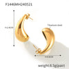 Wholesale 316L Stainless Steel Geometric Drop Shape Hollow Exaggerated Crescent Women's Earrings With Electroplating