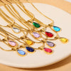 Wholesale Titanium Steel Geometric Dropshaped Electroplated Pendant Necklace With Snake Bone Chain