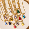 Wholesale Titanium Steel Geometric Dropshaped Electroplated Pendant Necklace With Snake Bone Chain