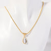 Wholesale Titanium Steel Geometric Dropshaped Electroplated Pendant Necklace With Snake Bone Chain