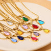 Wholesale Titanium Steel Geometric Dropshaped Electroplated Pendant Necklace With Snake Bone Chain