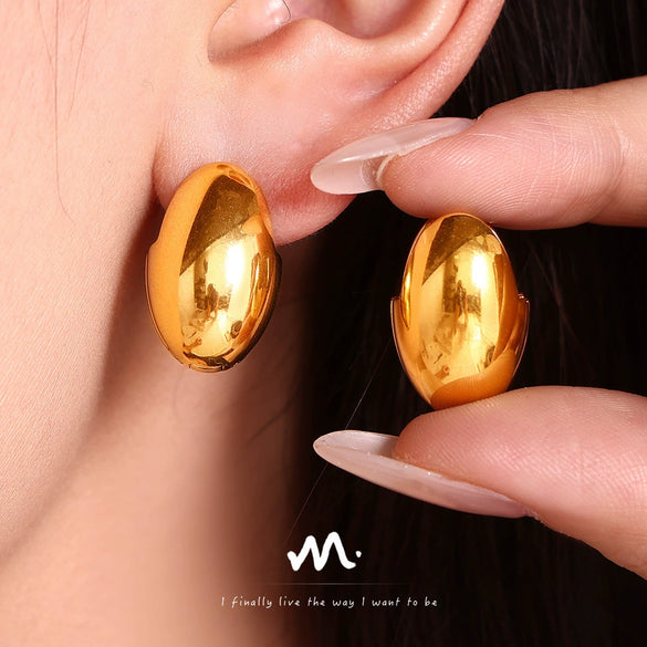 Wholesale 316L Stainless Steel Geometric Ear Buckle Earrings For Women Unique Design Light Luxury Retro Temperament Electroplated