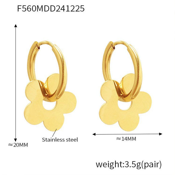 Wholesale 316L Stainless Steel Geometric Earrings Electroplated 18K Gold For Women