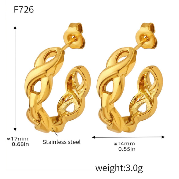 Wholesale 316L Stainless Steel Geometric Earrings Electroplated 18K Real Gold Chain Casting Fashion Light Luxury Personality Trendy For Women