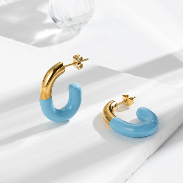 Wholesale Titanium Steel Geometric Earrings Electroplated Sweet Style