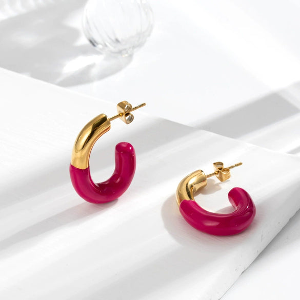 Wholesale Titanium Steel Geometric Earrings Electroplated Sweet Style