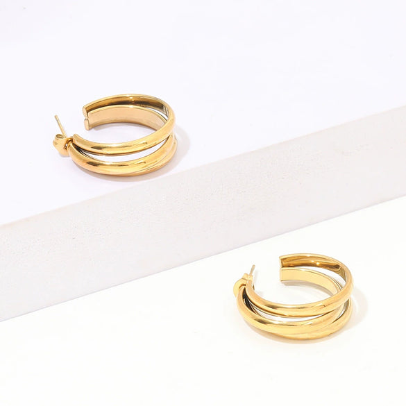 Wholesale Titanium Steel Geometric Earrings For Women With Electroplating Treatment