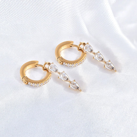 Wholesale Titanium Steel Geometric Electroplated Ear Buckle Earrings For Women