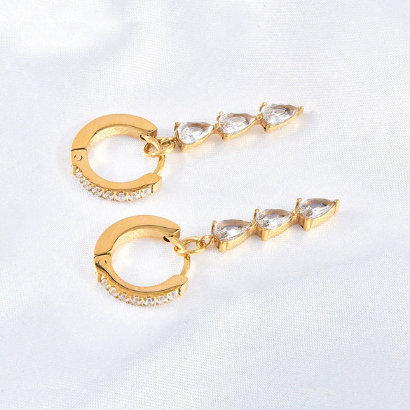 Wholesale Titanium Steel Geometric Electroplated Ear Buckle Earrings For Women
