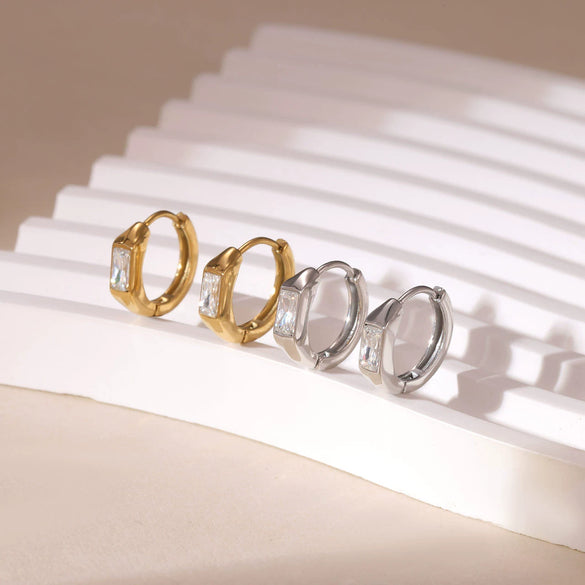 Wholesale Titanium Steel Geometric Electroplated Ear Clips For Women