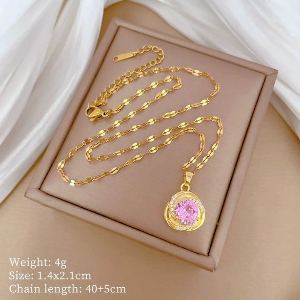 Wholesale Titanium Steel Geometric Electroplated Jewelry Set For Women Necklace Earrings Ring