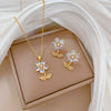 Wholesale Titanium Steel Geometric Electroplated Necklace And Earrings Set For Women