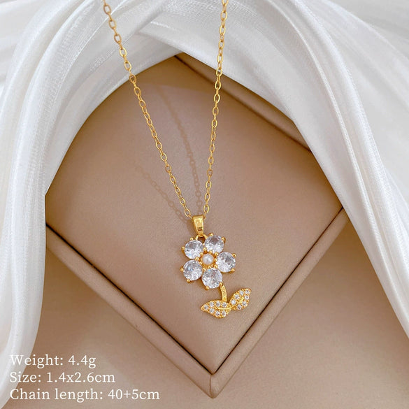 Wholesale Titanium Steel Geometric Electroplated Necklace And Earrings Set For Women