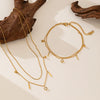 Wholesale Titanium Steel Geometric Electroplated O Word Chain Doublelayer Clavicle Necklace For Women