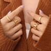 Wholesale Titanium Steel Geometric Electroplated Rotatable Unisex Ring