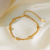 Wholesale Titanium Steel Geometric Electroplated Stacked Bracelet With Small Gold Beads For Women