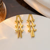 Wholesale Titanium Steel Geometric Electroplated Triangle Cylindrical Stitching Design Women's Earrings