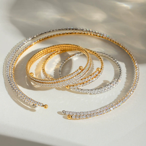Wholesale Titanium Steel Geometric Electroplated White Zircon Bracelet Light Luxury Do Not Fade