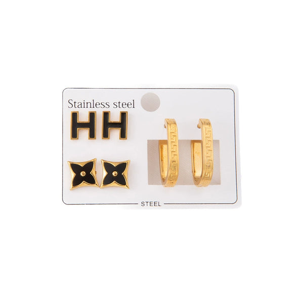 Wholesale Titanium Steel Geometric Electroplated Women's Fashion Earrings