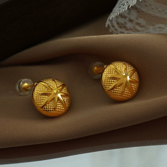 Wholesale 316L Stainless Steel Geometric Electroplated Women's Retro Light Luxury Earrings