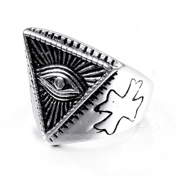 Wholesale Titanium Steel Geometric Eye Ring Jewelry For Men And Unisex With Electroplating Treatment