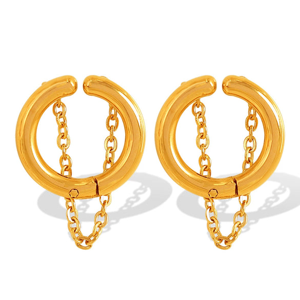 Wholesale 316L Stainless Steel Geometric Fashion Ear Bone Clip For Women With Electroplating Design